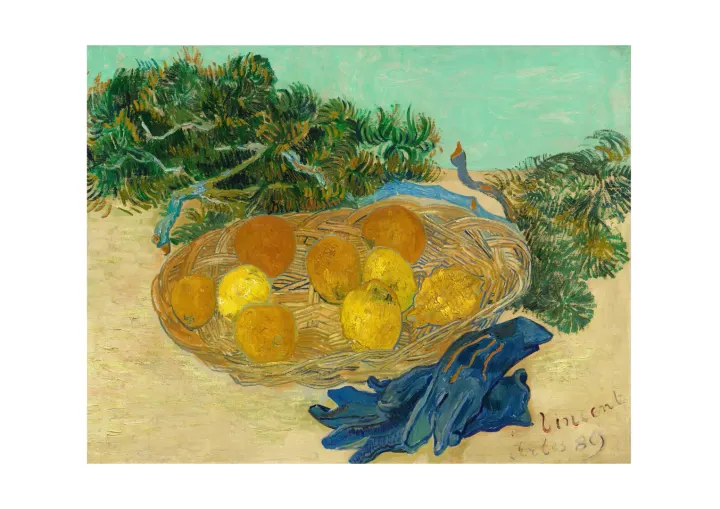 Zátiší z pomerančů a citronů s modrými rukavicemi, Vincent van Gogh, 1889